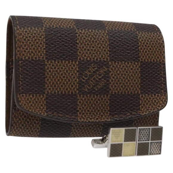 LOUIS VUITTON Damier Ebene Buton De Manchette Cuffs LV Auth bs23253 - Picture 1 of 16